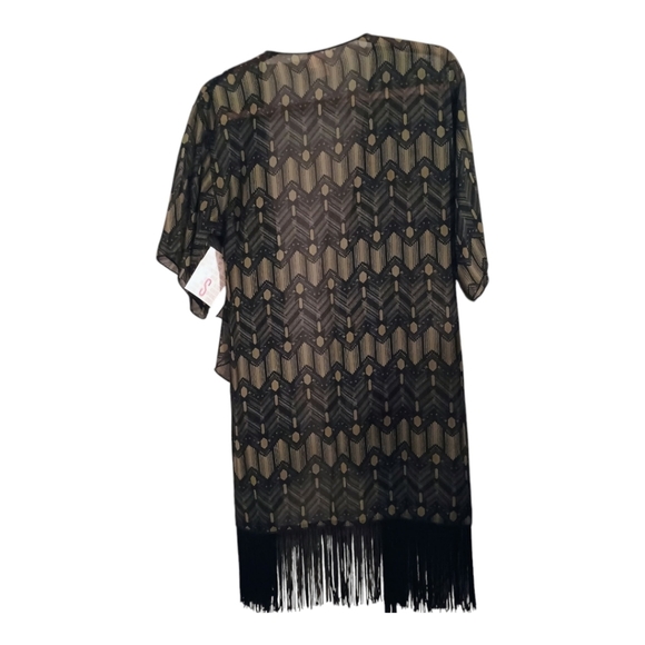 NWT LuLaRoe Fringe Olive Green Black Kimono Duster Size Small Boho Festival - Picture 4 of 7